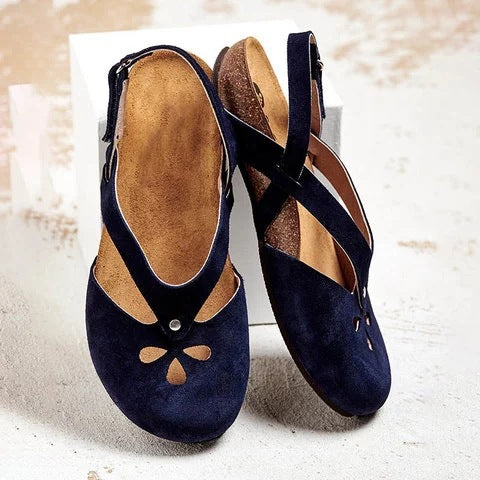 ✨✨【Oferta limitada】【35–44】Sandalias recreativas de cuero de alta calidad 2025 ✅ Punta redonda ✅ Suela plana