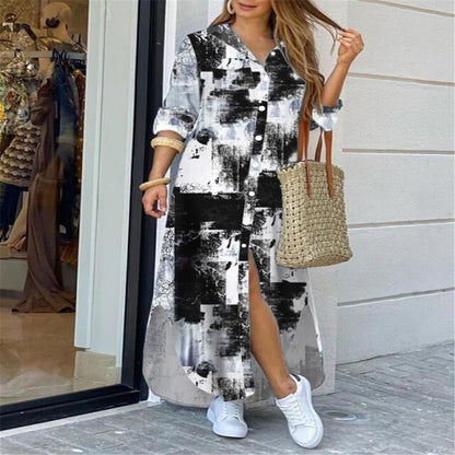 💃💖【50% de descuento 🔥】【S–5XL】😍 Nuevo vestido-camisa de manga larga en tallas grandes, estilo moderno, disponible en 11 colores