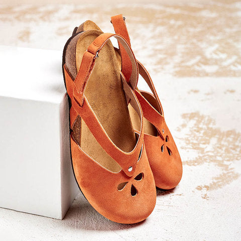 ✨✨【Oferta limitada】【35–44】Sandalias recreativas de cuero de alta calidad 2025 ✅ Punta redonda ✅ Suela plana