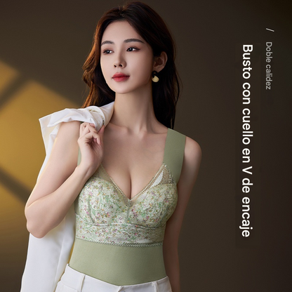 🔥【3 piezas】❤️【40-100 kg】Sujetador de encaje de plumas de ganso otoño/invierno, hermoso diseño de espalda, busto push-up✅