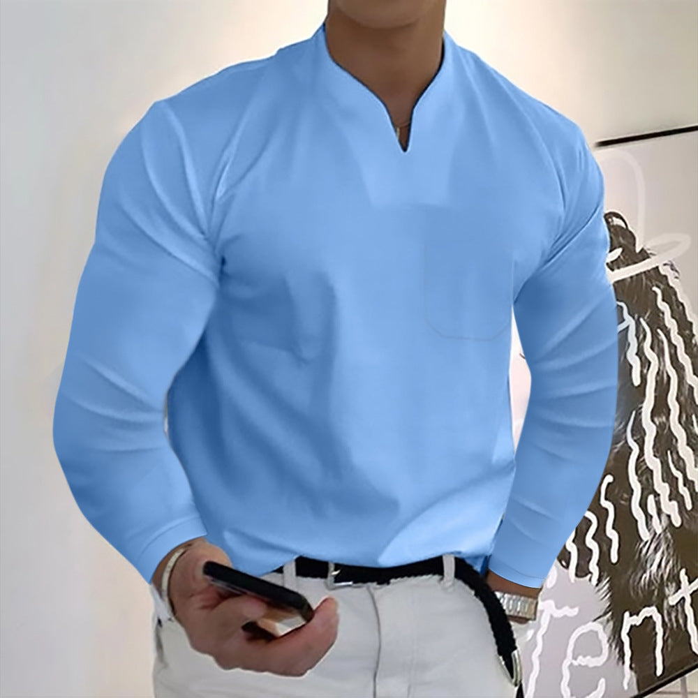 🔥🔥【S-5XL】Pánské letní tričko, elastická bavlna, výstřih do V, nový styl