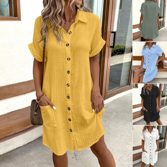 ❤️❤️Falda-camisa cómoda y transpirable de algodón y lino