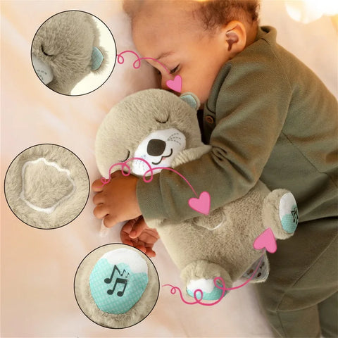 👶💤【Compra 1 y recibe 1 gratis 🔥】Juguete de peluche respiratorio para bebés – nutria interactiva calmante con sonido y movimiento