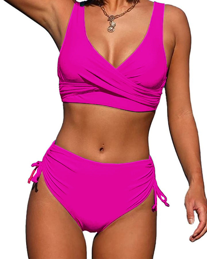 🏖️👙【Sleva na nové produkty】🌴【S-3XL】Nové dámské jednoduché jednobarevné, rychleschnoucí, pohodlné a prodyšné bikiny na léto 2025.