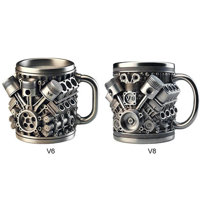 🎁☕【Kúp 1, získaj 1 zadarmo 🔥】Kreatívny kávový hrnček z nehrdzavejúcej ocele v tvare motora V6/V8