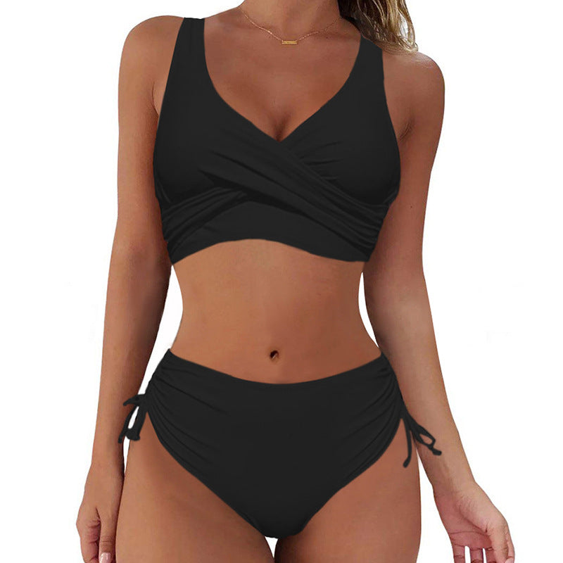 🏖️👙【Sleva na nové produkty】🌴【S-3XL】Nové dámské jednoduché jednobarevné, rychleschnoucí, pohodlné a prodyšné bikiny na léto 2025.