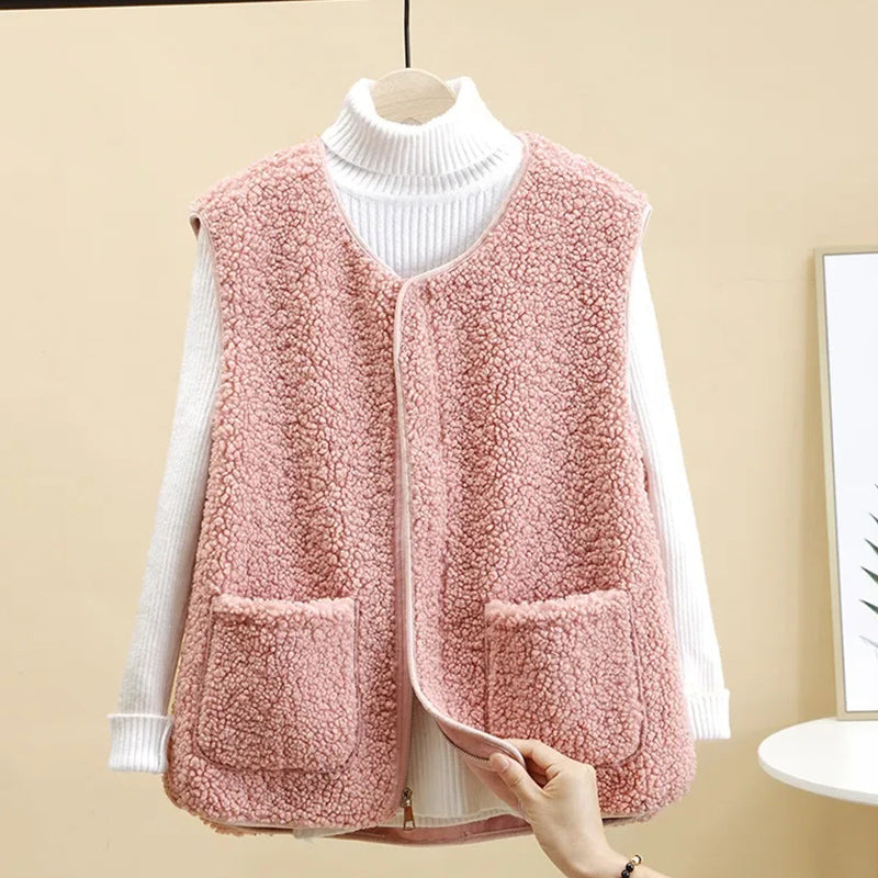 🔥Descuento -45%🔥【S-4XL】Chaleco de mujer de lana de cordero para otoño e invierno