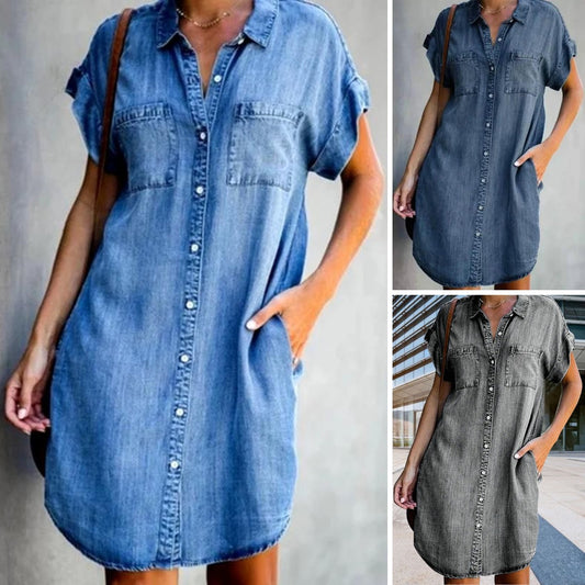 ✨✨【Descuento de temporada -50% 🔥】【S-5XL】Vestido acampanado de mezclilla holgado para mujer