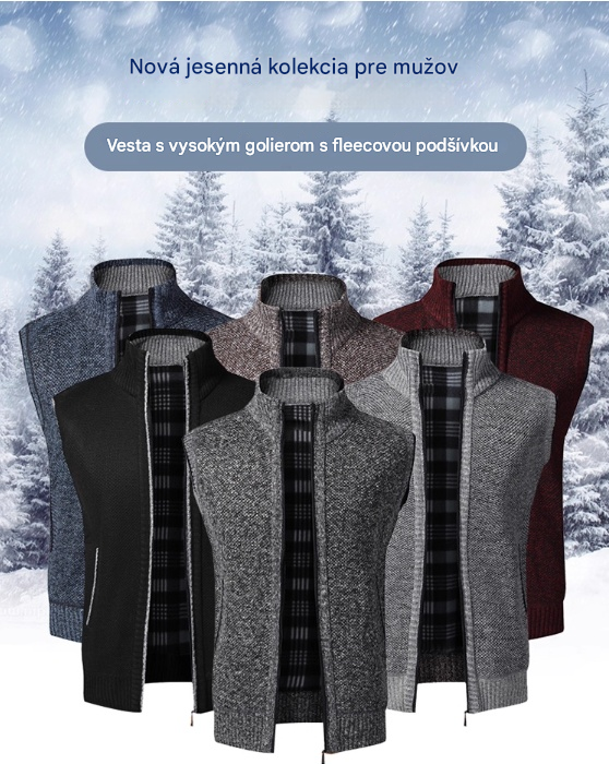 🔥【Výpredaj】【M-4XL】Pletená vesta 2025, stojatý golier, veľká veľkosť, plus zamat na udržanie tepla