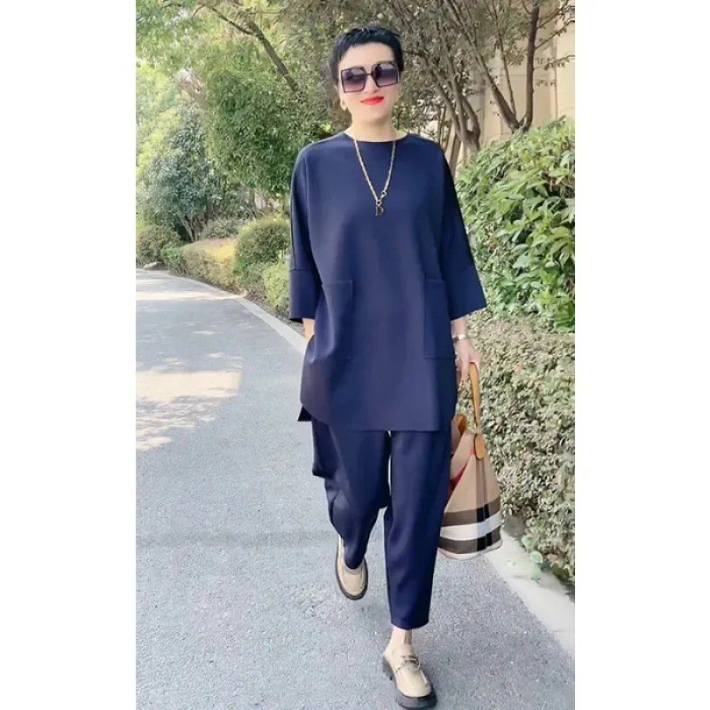 💥 LICHIDARE DE STOC 💥🍁🍂【M-3XL】 2025 noi de primăvară și vară culoare uni topuri casual din două piese + pantaloni