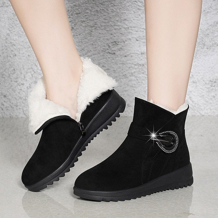 👢【35-40】Botas cortas de terciopelo grueso nuevas 2025, botas de nieve cálidas y antideslizantes