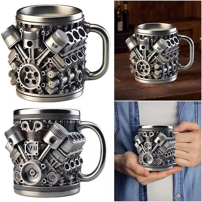 🎁☕【Kúp 1, získaj 1 zadarmo 🔥】Kreatívny kávový hrnček z nehrdzavejúcej ocele v tvare motora V6/V8