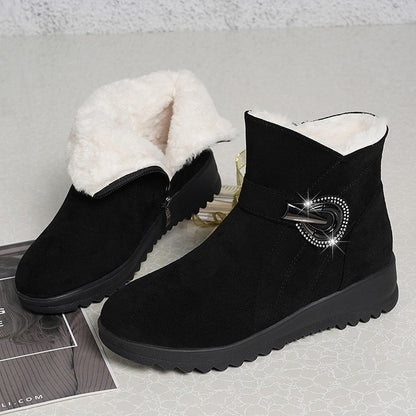👢【35-40】Botas cortas de terciopelo grueso nuevas 2025, botas de nieve cálidas y antideslizantes