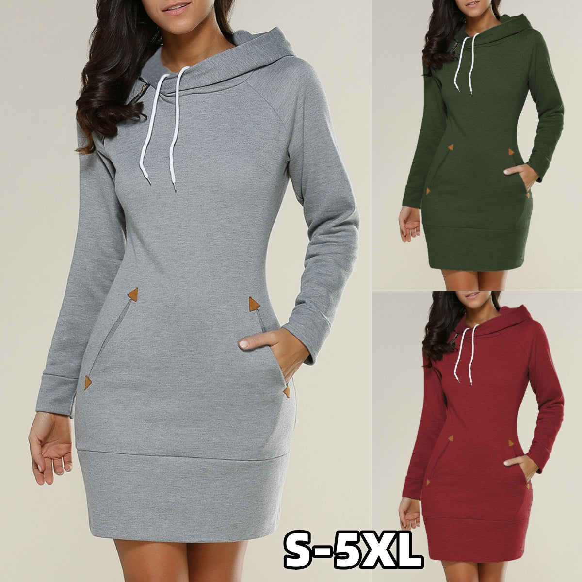 🔥🔥💥【S-4XL】Nueva falda con capucha de manga larga para mujer, otoño 2025