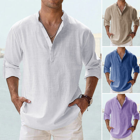 👔🎽【50% de descuento 🔥】【S–5XL】Camisas holgadas y transpirables de algodón y lino para hombre, tallas grandes, disponibles en 12 colores