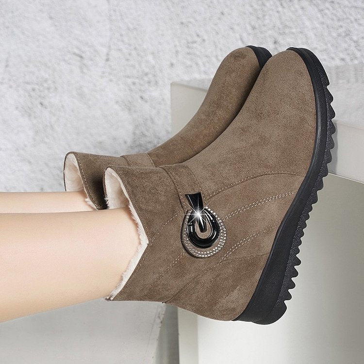 👢【35-40】Botas cortas de terciopelo grueso nuevas 2025, botas de nieve cálidas y antideslizantes