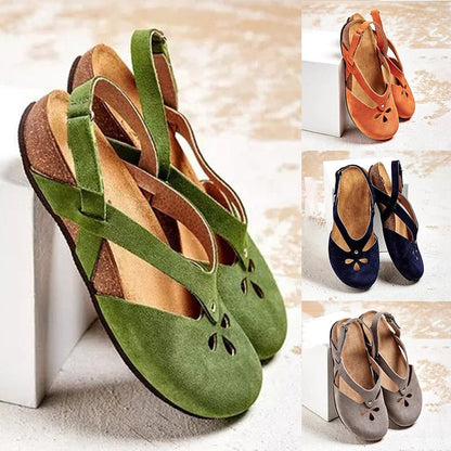 ✨✨【Oferta limitada】【35–44】Sandalias recreativas de cuero de alta calidad 2025 ✅ Punta redonda ✅ Suela plana