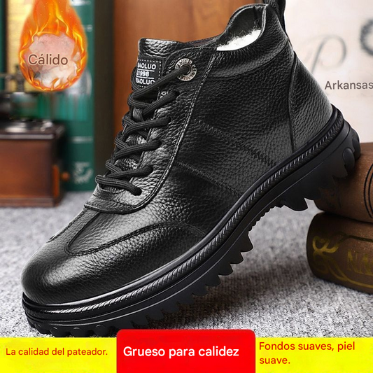 🔥🔥【39-44】Zapatos de invierno para hombre fabricados en piel gruesa y algodón con forro polar.