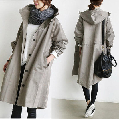 🌾【S-5XL】Nueva gabardina casual de mujer con mangas largas y capucha