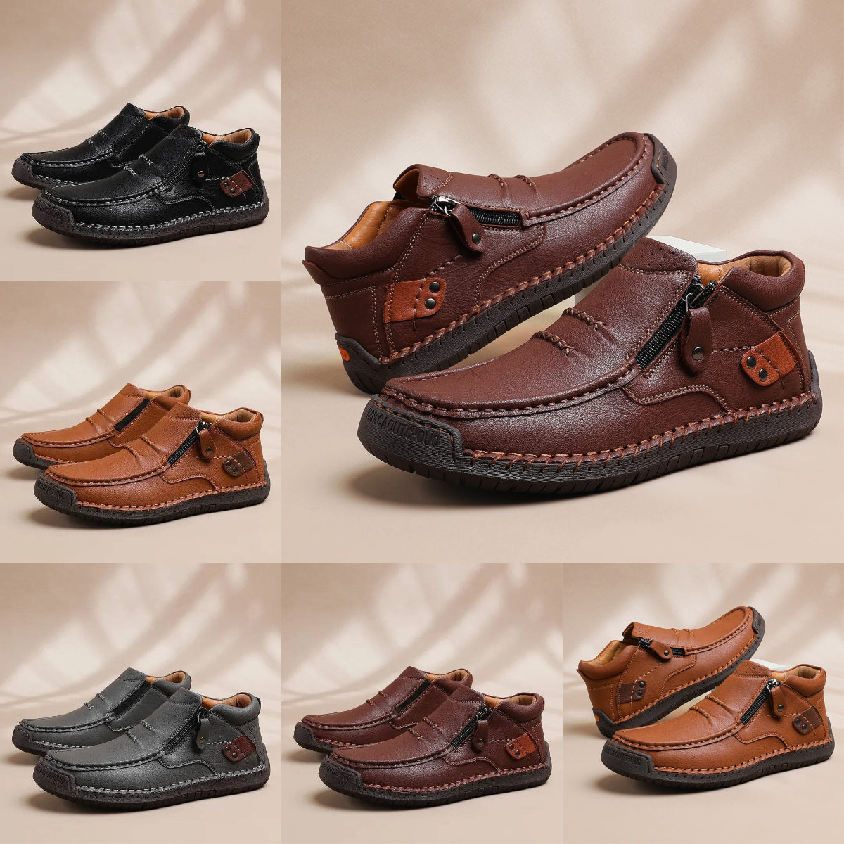 👞【38-48】Botas de conducción para hombre, fabricadas en piel de alta calidad, hechas a mano, antideslizantes - puntera ancha, soporte de arco