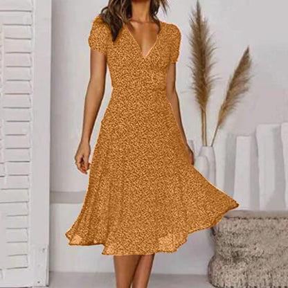 🌈【50% de descuento 🔥】👗 Vestido 2025 plus size con escote en V y estampado floral/lunares