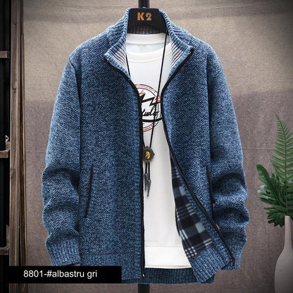 👔【L-4XL】Nuevo cárdigan de punto de otoño e invierno más terciopelo y chaqueta gruesa a juego