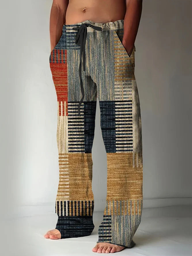 ✨👖【50% de descuento 🔥🔥】Pantalones holgados de verano para hombre, estilo boho, de algodón y lino, en tallas grandes