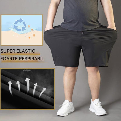 ❄🆒👖【Cumperi 1, primești 1 gratuit 😍】【M–4XL】Mărimi mari pantaloni scurți sport de vară pentru bărbați, din mătase de gheață, pentru 60–140 kg