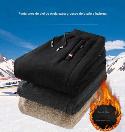 👖【🔥Descuento -46%🔥】Pantalones deportivos de invierno cálidos para hombre confeccionados en piel de cordero gruesa, sueltos, cálidos y cómodos.