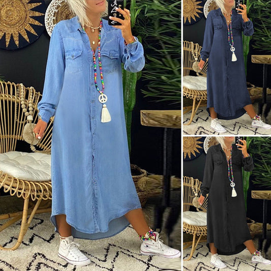 👘【50 % zľava 💥】【S–5XL】😍 Nové dámske džínsové šaty veľkých veľkostí