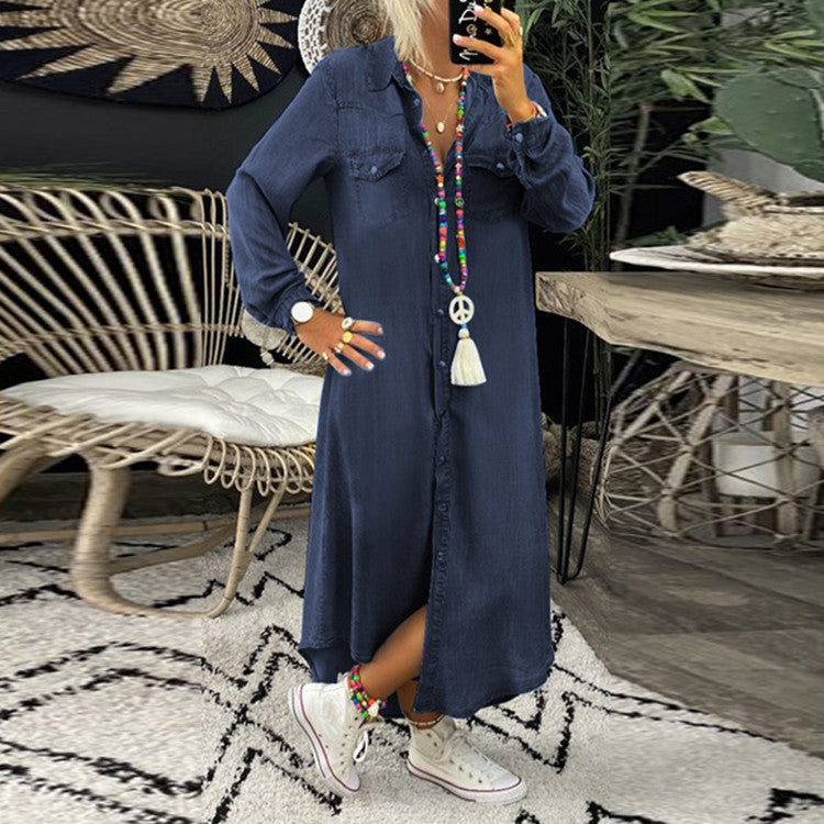 👘【50 % zľava 💥】【S–5XL】😍 Nové dámske džínsové šaty veľkých veľkostí