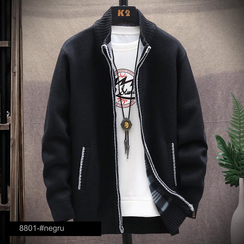 👔【L-4XL】Nuevo cárdigan de punto de otoño e invierno más terciopelo y chaqueta gruesa a juego