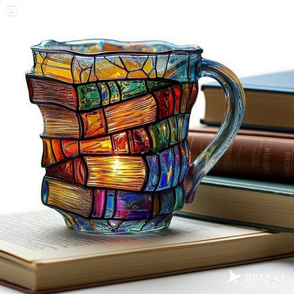 ☕【Descuento por tiempo limitado✨】📚Taza de café 3D con diseño de libro pintado a mano