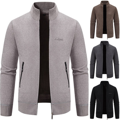 【Descuento de temporada -46% 🔥🔥】【S-4XL】Nueva chaqueta de punto para hombre, abrigada, con cuello, estilo business casual