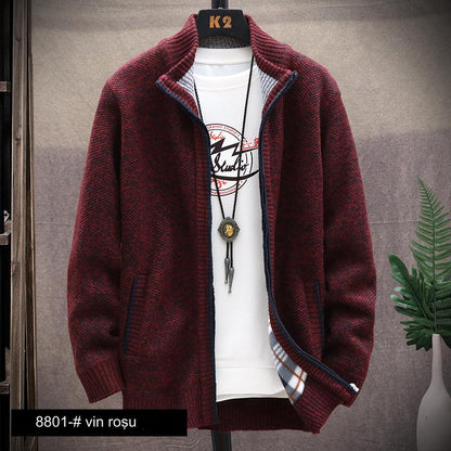 👔【L-4XL】Nuevo cárdigan de punto de otoño e invierno más terciopelo y chaqueta gruesa a juego