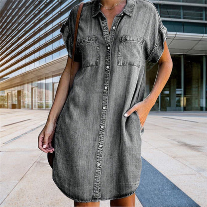✨✨【Descuento de temporada -50% 🔥】【S-5XL】Vestido acampanado de mezclilla holgado para mujer