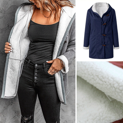 🐏 Descuento de temporada -46% 🔥【S-5XL】Abrigo de invierno para mujer con forro polar y cuello de pelo