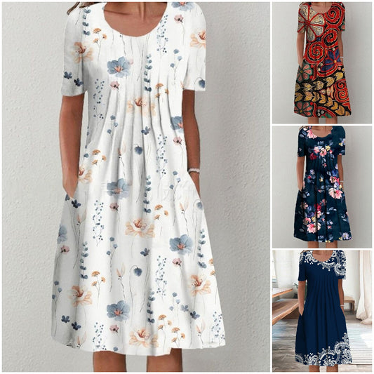 【50 OFF %】💗2025 noua rochie midi dreapta imprimeu gradina
