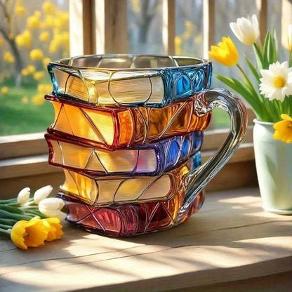 ☕【Descuento por tiempo limitado✨】📚Taza de café 3D con diseño de libro pintado a mano
