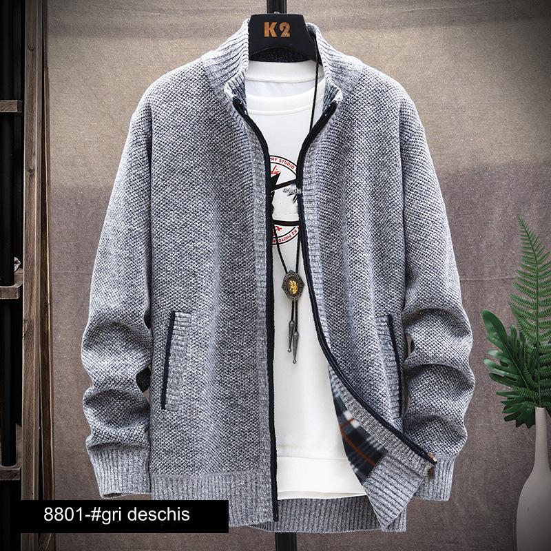 👔【L-4XL】Nuevo cárdigan de punto de otoño e invierno más terciopelo y chaqueta gruesa a juego