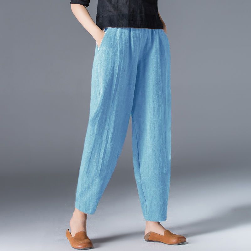 🌿🌿【Kúp 1, získaj 1 zdarma 🔥】【S–5XL】Dámske voľné široké nohavice z bavlny a ľanu vo veľkých veľkostiach