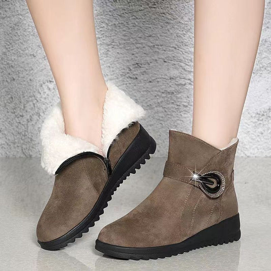 👢【35-40】Botas cortas de terciopelo grueso nuevas 2025, botas de nieve cálidas y antideslizantes