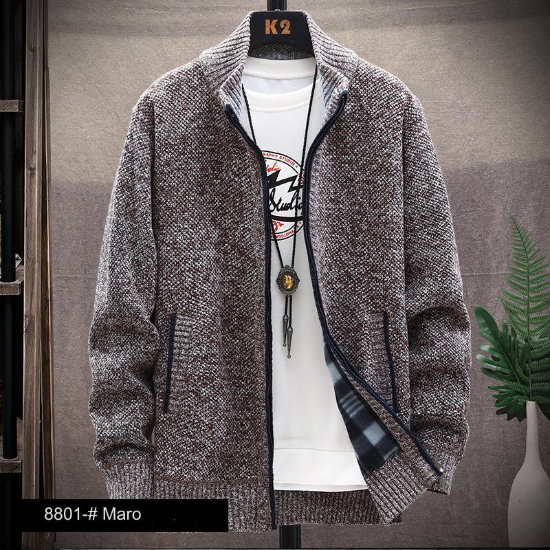 👔【L-4XL】Nuevo cárdigan de punto de otoño e invierno más terciopelo y chaqueta gruesa a juego