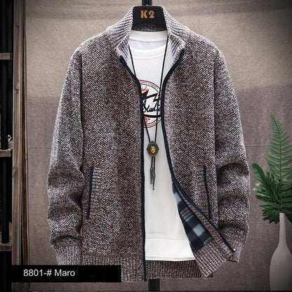 👔【L-4XL】Nuevo cárdigan de punto de otoño e invierno más terciopelo y chaqueta gruesa a juego