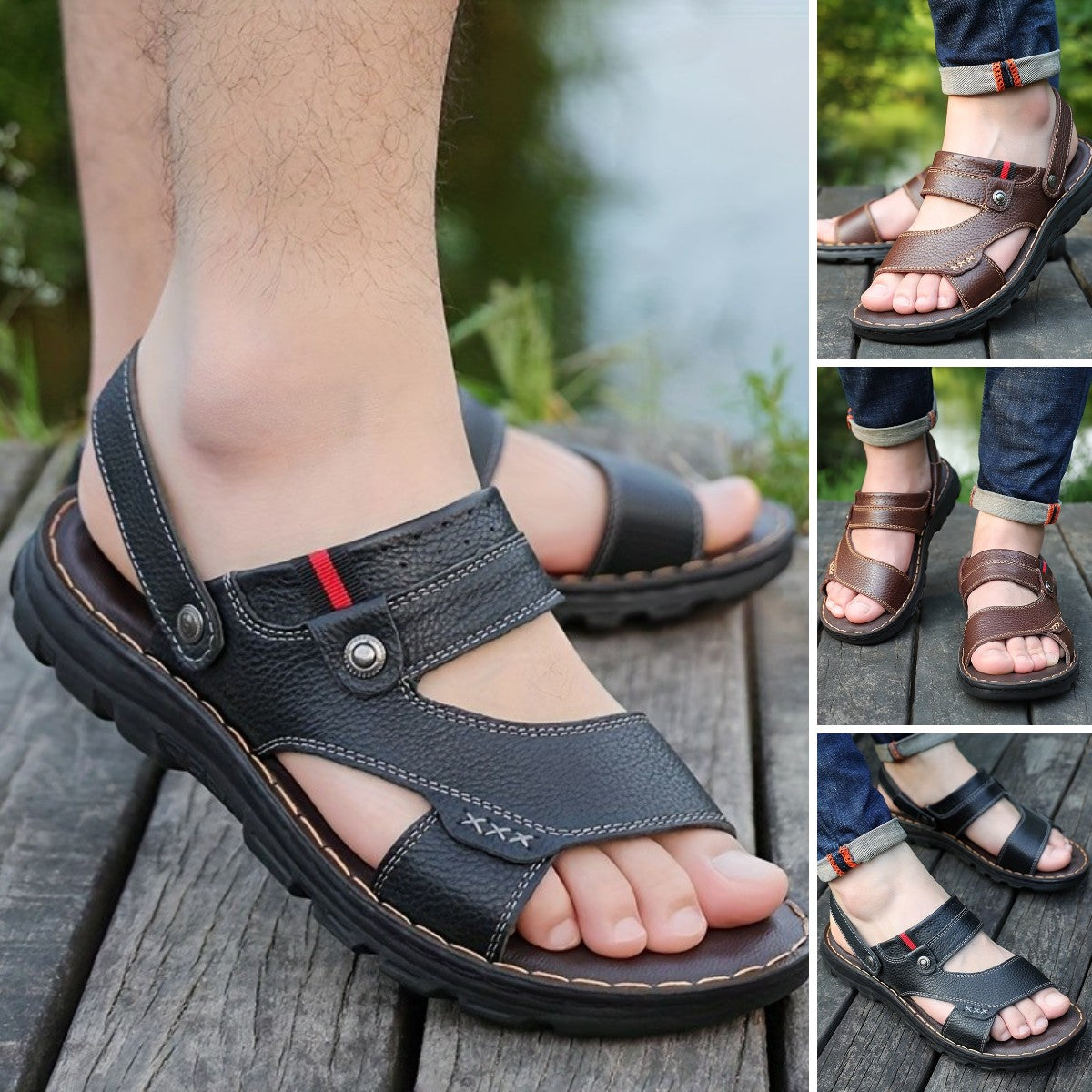 🌴👞【Zľava 50% 🔥】【38–44】Letné pánske sandále z pravej kože s dvojitým využitím