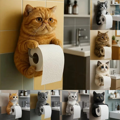 🐱【Compra 1 y llévate 1 gratis💥】Soporte para papel higiénico con diseño de gato 📦Envío gratis – en stock