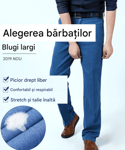 🏆👖【50% Reducere🔥】【55-110KG】🕺🕺 Pantaloni din denim ultra-subțiri pentru bărbați, elastici, de mari dimensiuni, pentru vară