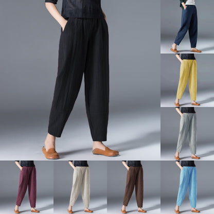 🌿🌿【Kúp 1, získaj 1 zdarma 🔥】【S–5XL】Dámske voľné široké nohavice z bavlny a ľanu vo veľkých veľkostiach