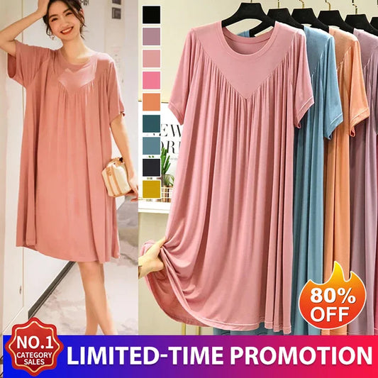 🔥【Cumpărați 1, primiți 1 gratuit】💖【S-4XL】【40-180kg】Rochie de pijama lentă, moale și confortabilă, cu mâneci scurte