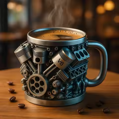 🎁☕【50% de descuento🔥】Kreatív V6/V8 motoros rozsdamentes acél kávés bögre